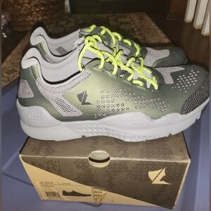 Gray and Green Athletic Shoes